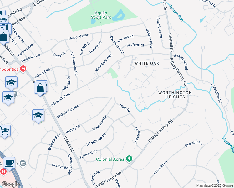 map of restaurants, bars, coffee shops, grocery stores, and more near 305 Wakely Terrace in Bel Air