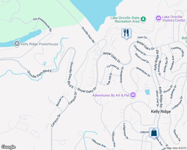 map of restaurants, bars, coffee shops, grocery stores, and more near Oman Drive in Kelly Ridge
