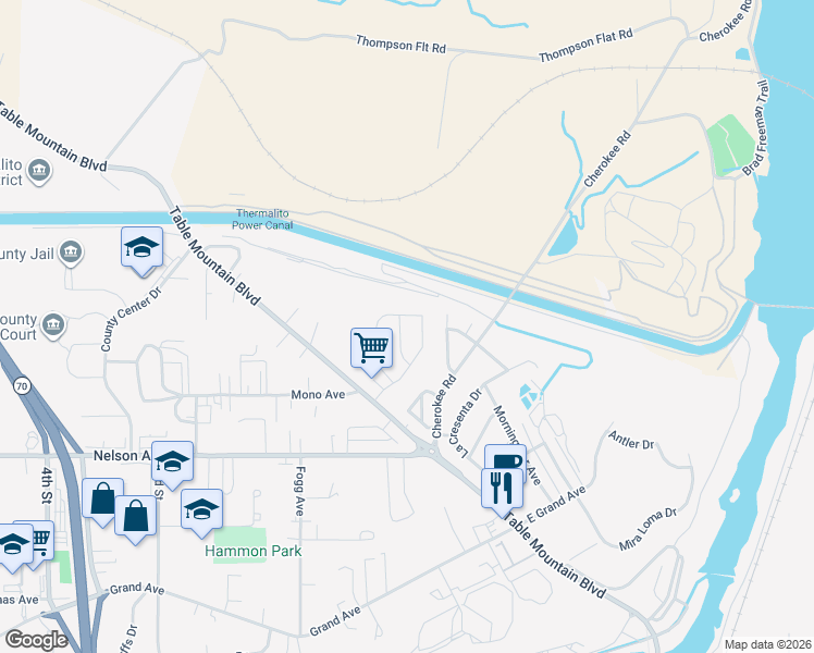 map of restaurants, bars, coffee shops, grocery stores, and more near 221 Windward Way in Oroville