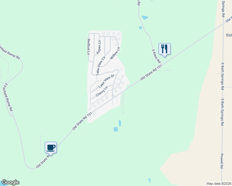 map of restaurants, bars, coffee shops, grocery stores, and more near 2288 Old State Road 101 in Liberty