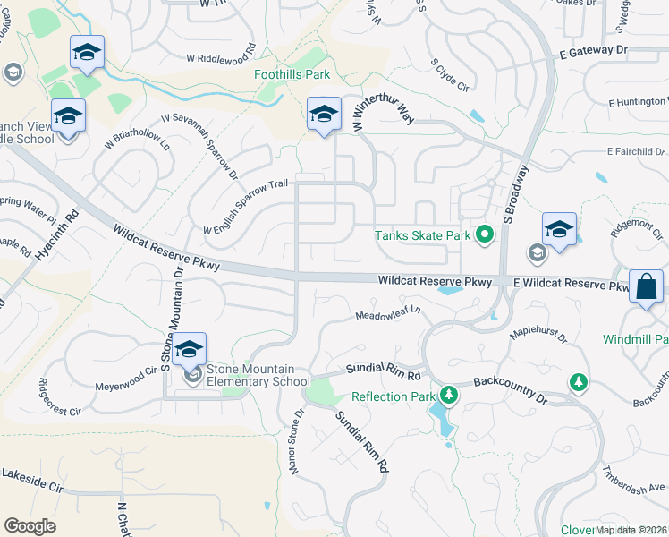 map of restaurants, bars, coffee shops, grocery stores, and more near 664 Blue Heron Way in Littleton