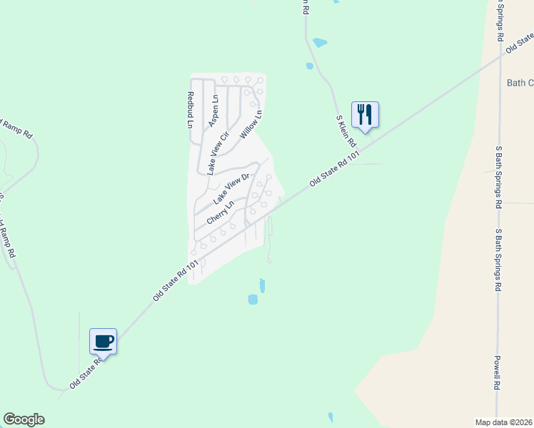 map of restaurants, bars, coffee shops, grocery stores, and more near 2307 Old State Road 101 in Liberty