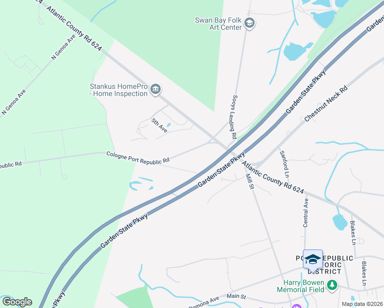 map of restaurants, bars, coffee shops, grocery stores, and more near 333 Cologne Port Rd in Port Republic