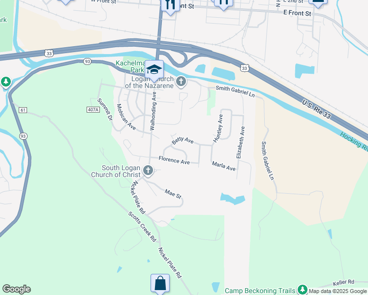map of restaurants, bars, coffee shops, grocery stores, and more near 167 Ruth Avenue in Logan