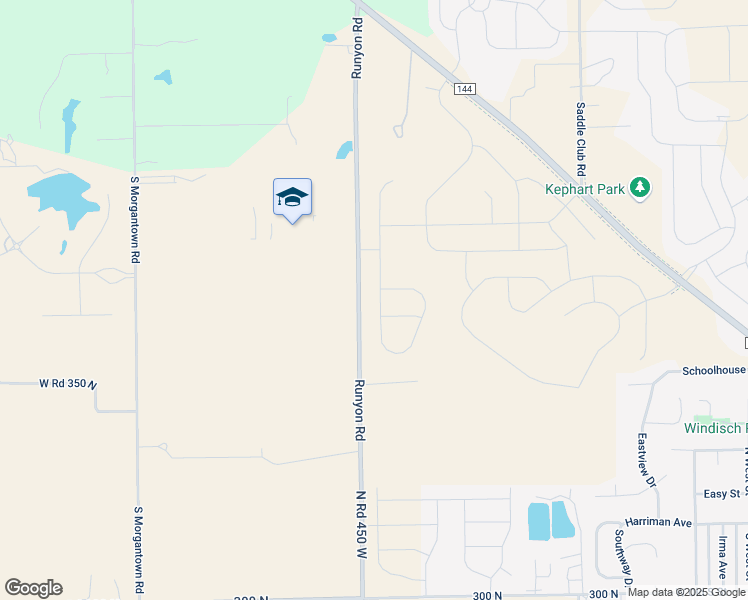 map of restaurants, bars, coffee shops, grocery stores, and more near 4107 North Road 450 West in Bargersville