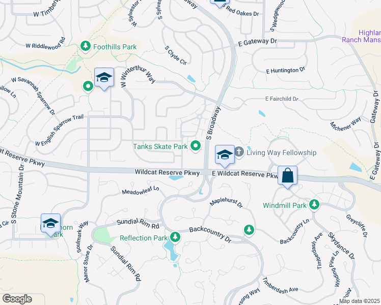 map of restaurants, bars, coffee shops, grocery stores, and more near 304 West Stellars Jay Drive in Littleton