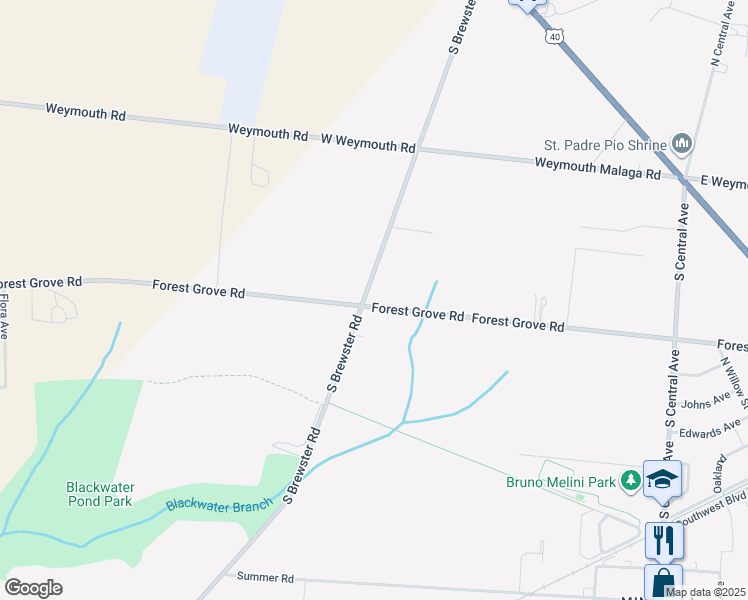 map of restaurants, bars, coffee shops, grocery stores, and more near 588 Forest Grove Road in Vineland