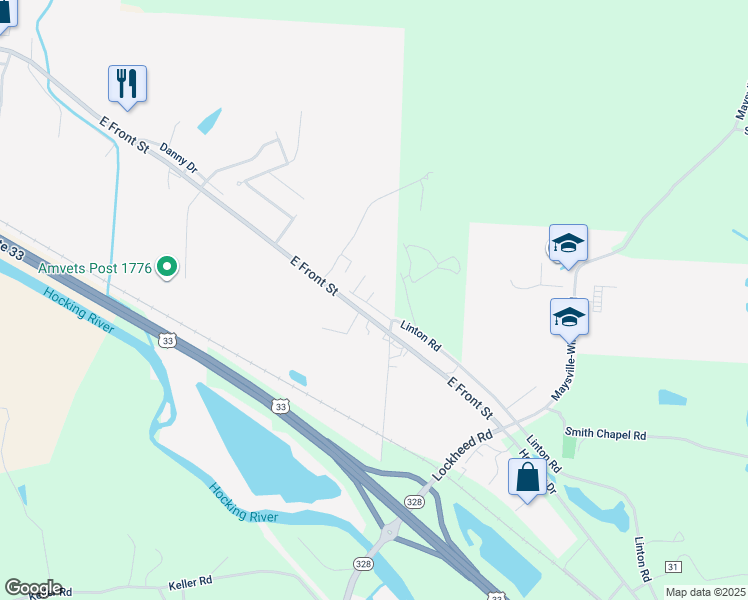 map of restaurants, bars, coffee shops, grocery stores, and more near 1880 Linton Road in Logan