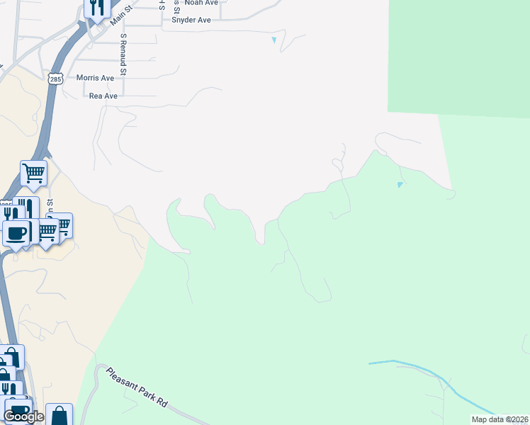 map of restaurants, bars, coffee shops, grocery stores, and more near 26786 Light Lane in Conifer