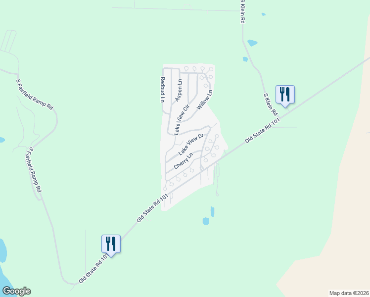 map of restaurants, bars, coffee shops, grocery stores, and more near Lake View Drive in Union County