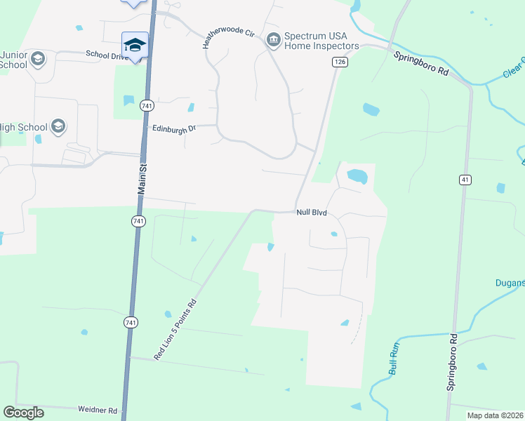 map of restaurants, bars, coffee shops, grocery stores, and more near Township Highway 126 in Lebanon