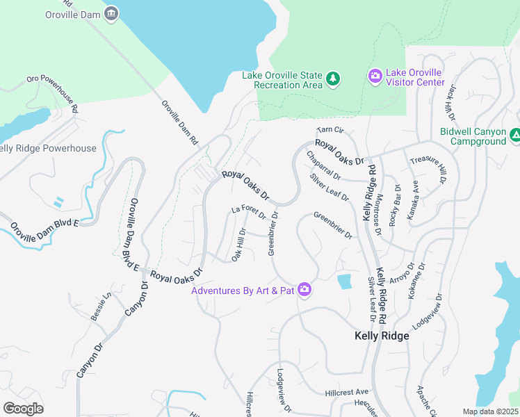 map of restaurants, bars, coffee shops, grocery stores, and more near 8 La Foret Drive in Oroville