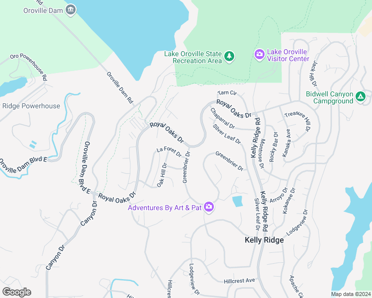 map of restaurants, bars, coffee shops, grocery stores, and more near 5020 Royal Oaks Drive in Oroville