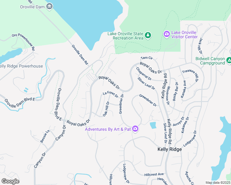 map of restaurants, bars, coffee shops, grocery stores, and more near 8 La Foret Drive in Oroville