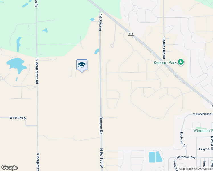 map of restaurants, bars, coffee shops, grocery stores, and more near 3481 N Road 450 West in Bargersville