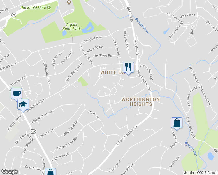 map of restaurants, bars, coffee shops, grocery stores, and more near 4 Dewberry Way in Bel Air