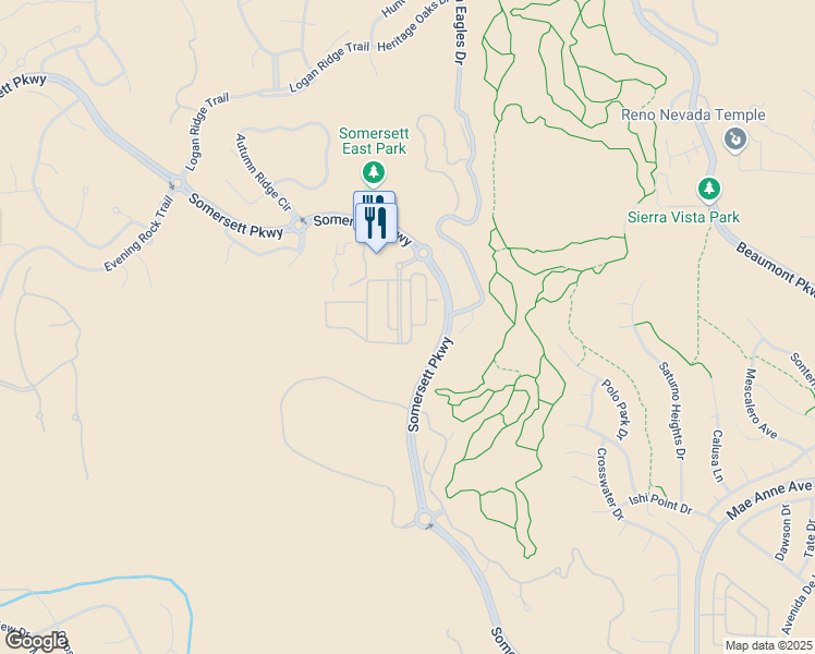 map of restaurants, bars, coffee shops, grocery stores, and more near 1624 Lone Oak Trail in Reno