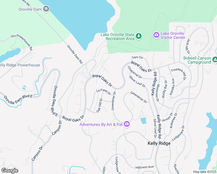 map of restaurants, bars, coffee shops, grocery stores, and more near 5002 Royal Oaks Drive in Oroville