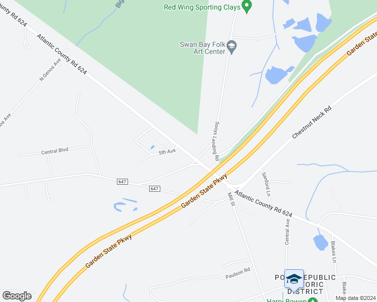 map of restaurants, bars, coffee shops, grocery stores, and more near 270 Clarks Landing Road in Port Republic