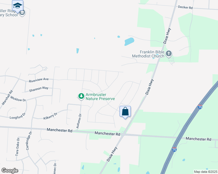 map of restaurants, bars, coffee shops, grocery stores, and more near 5846 Millbrook Drive in Middletown