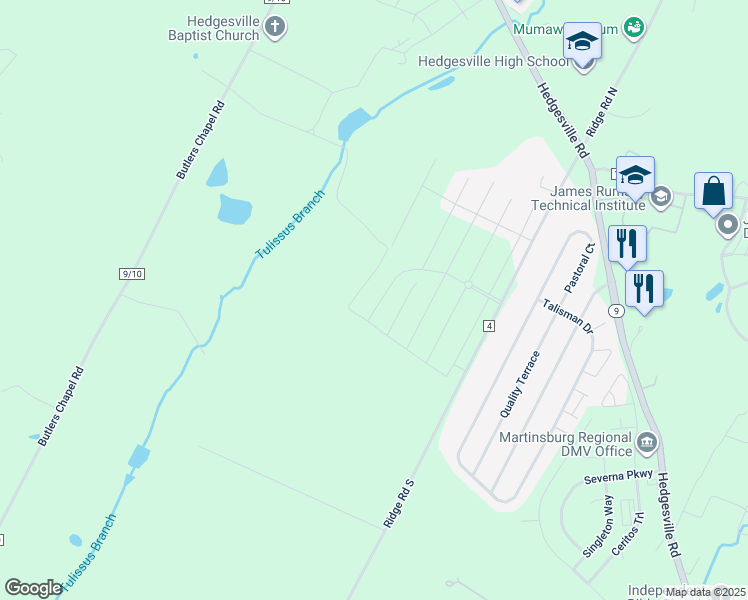 map of restaurants, bars, coffee shops, grocery stores, and more near 342 Anconas Boulevard in Martinsburg