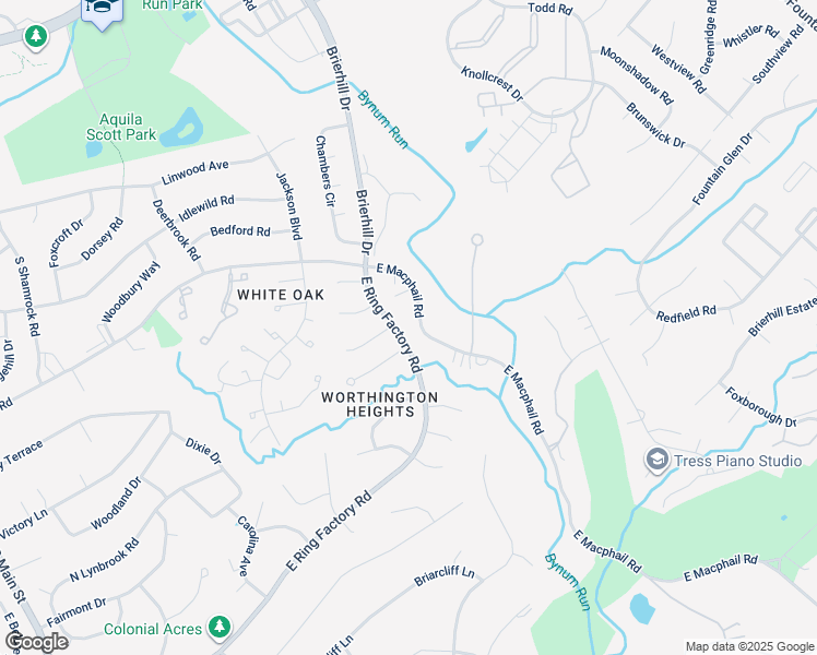 map of restaurants, bars, coffee shops, grocery stores, and more near 969 East Ring Factory Road in Bel Air