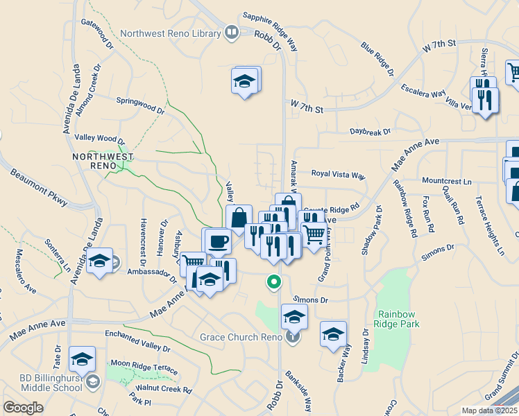 map of restaurants, bars, coffee shops, grocery stores, and more near 6079 Citation Court in Reno