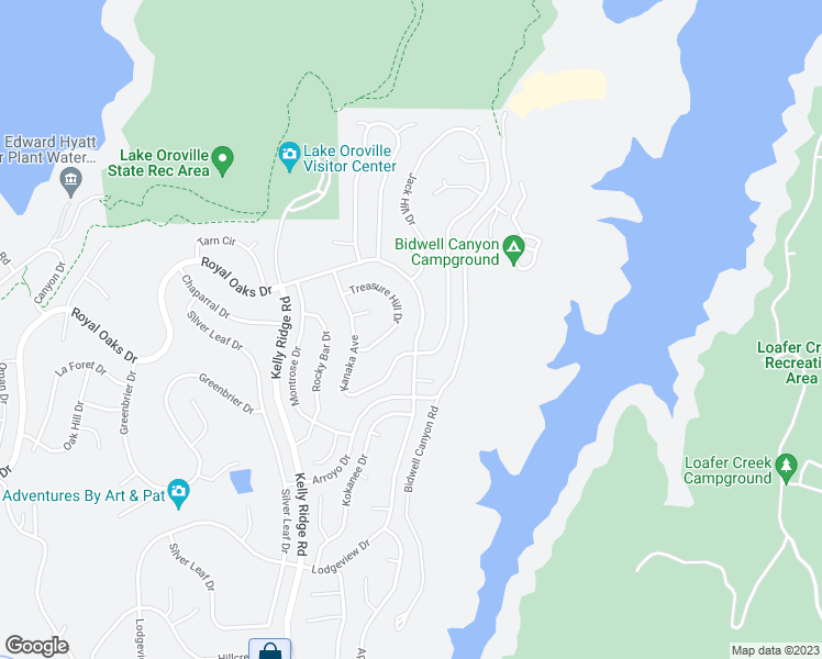 map of restaurants, bars, coffee shops, grocery stores, and more near 5446 Royal Oaks Drive in Oroville