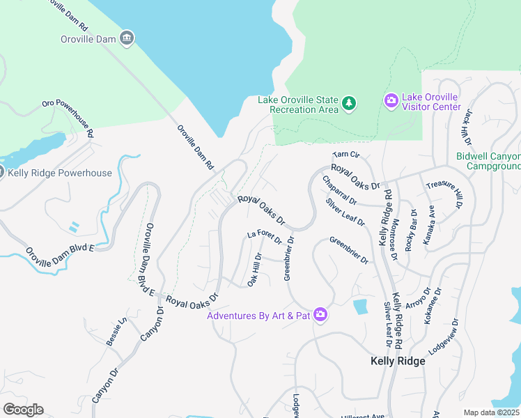 map of restaurants, bars, coffee shops, grocery stores, and more near 4968 Royal Oaks Drive in Oroville