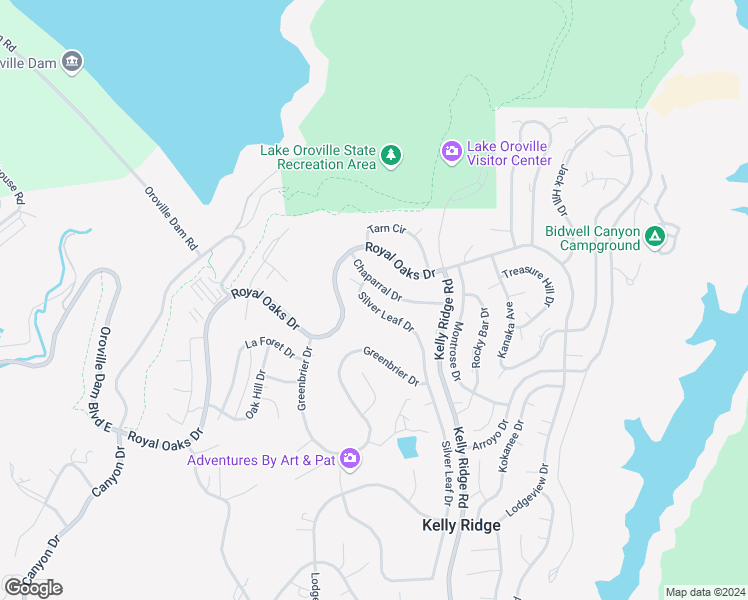 map of restaurants, bars, coffee shops, grocery stores, and more near 586 Silver Leaf Drive in Oroville