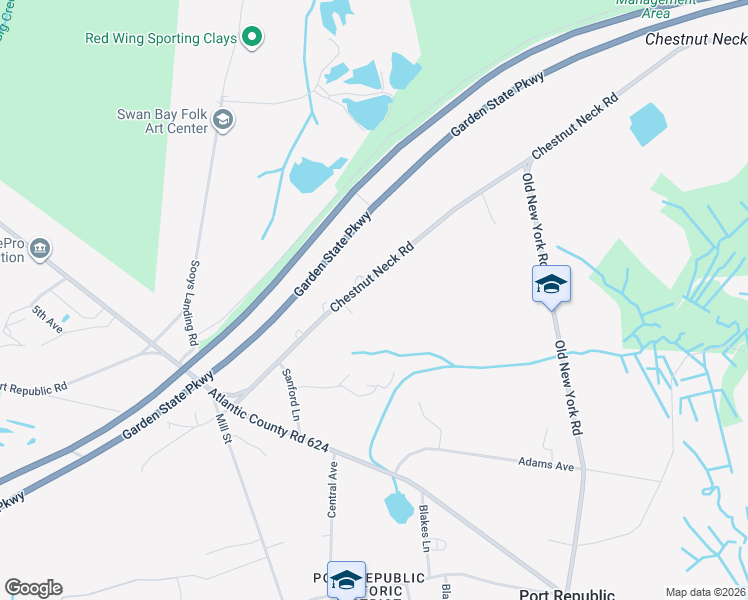 map of restaurants, bars, coffee shops, grocery stores, and more near 310 Chestnut Neck Road in Port Republic