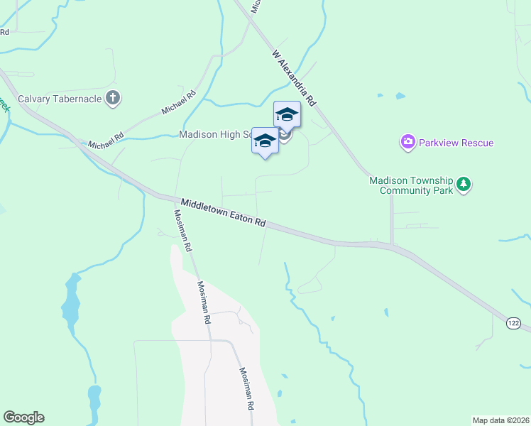 map of restaurants, bars, coffee shops, grocery stores, and more near 1316 Middletown Eaton Road in Middletown