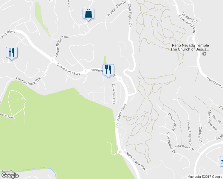 map of restaurants, bars, coffee shops, grocery stores, and more near 1687 Lone Oak Trail in Reno