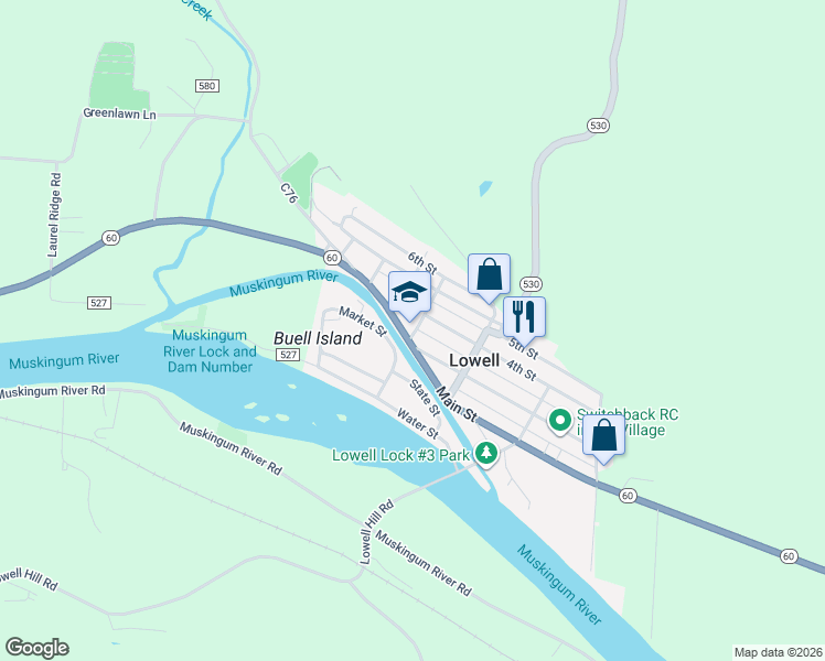 map of restaurants, bars, coffee shops, grocery stores, and more near 305 Market Street in Lowell