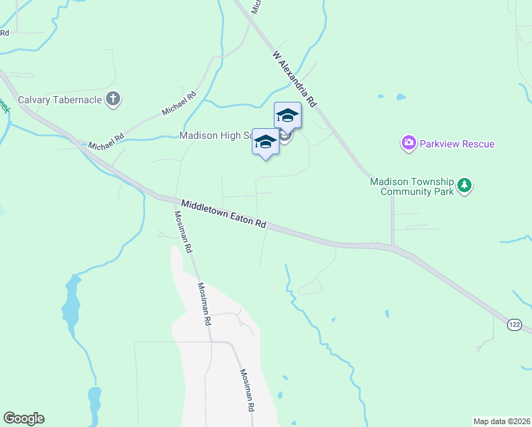 map of restaurants, bars, coffee shops, grocery stores, and more near 1316 Middletown Eaton Road in Middletown