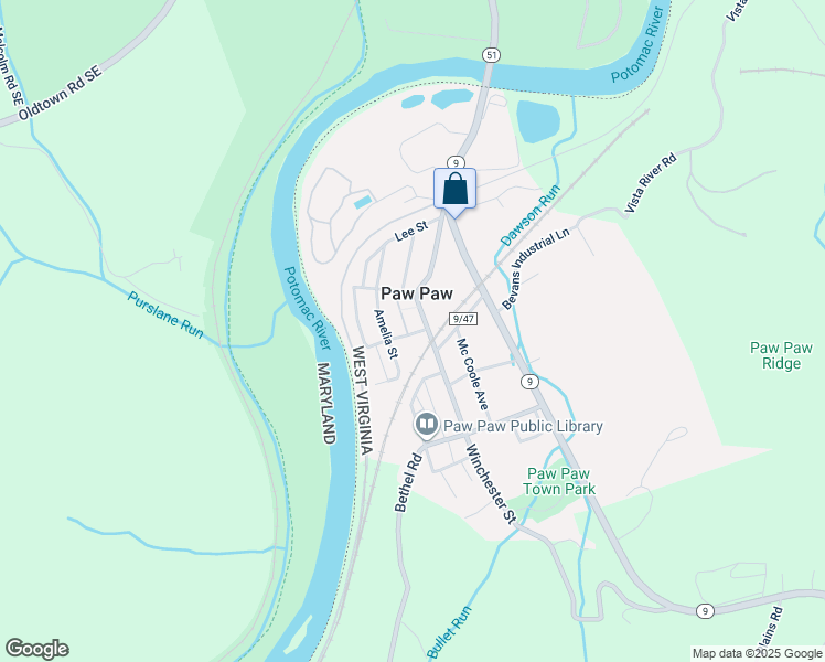 map of restaurants, bars, coffee shops, grocery stores, and more near Wilson Street in Paw Paw