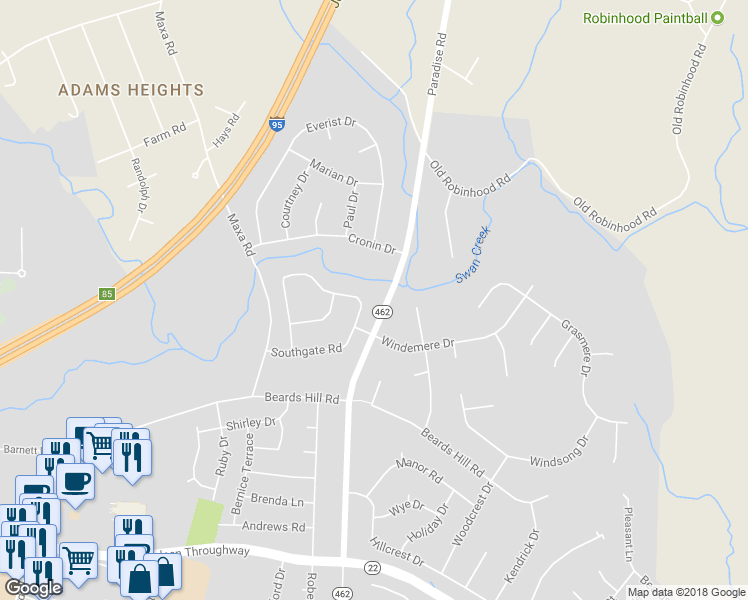 map of restaurants, bars, coffee shops, grocery stores, and more near 607 Northgate Road in Aberdeen