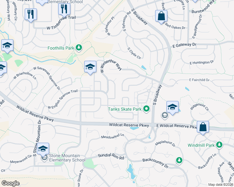 map of restaurants, bars, coffee shops, grocery stores, and more near 10148 Mockingbird Lane in Littleton