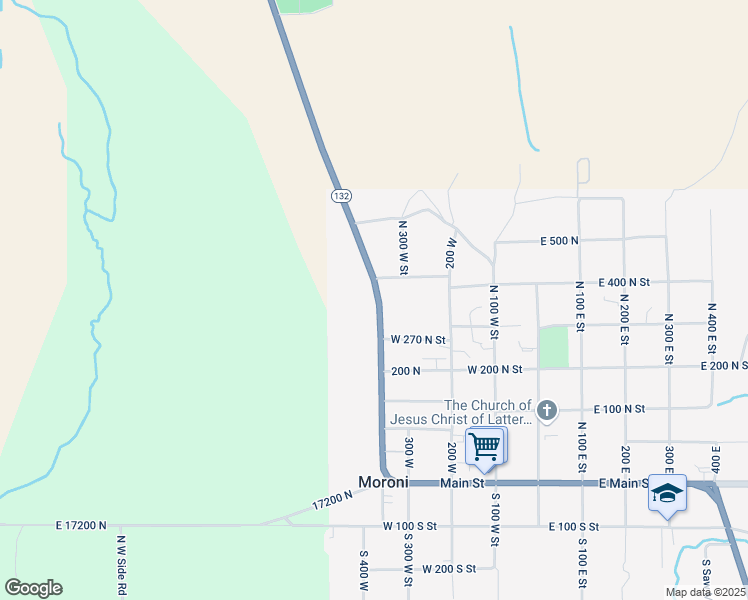 map of restaurants, bars, coffee shops, grocery stores, and more near 371 325 West Street in Moroni