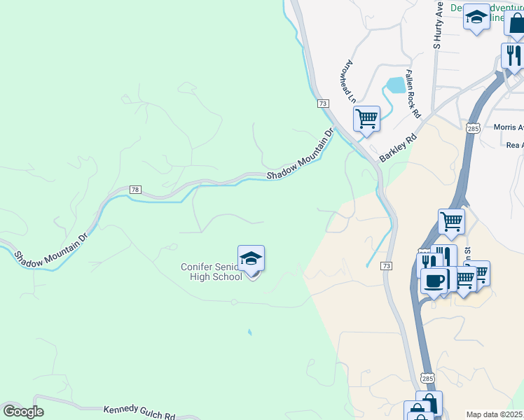 map of restaurants, bars, coffee shops, grocery stores, and more near 10489 Conifer Drive in Jefferson County