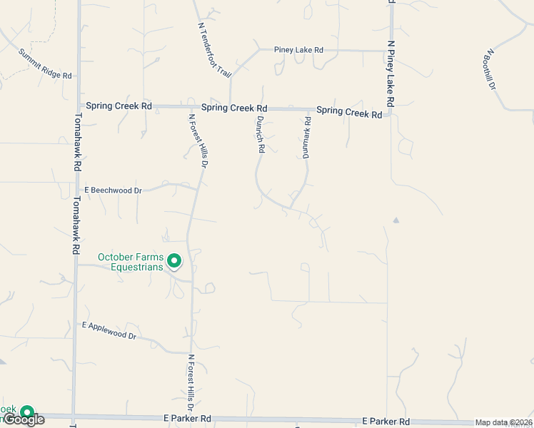 map of restaurants, bars, coffee shops, grocery stores, and more near 11651 Dunrich Road in Parker