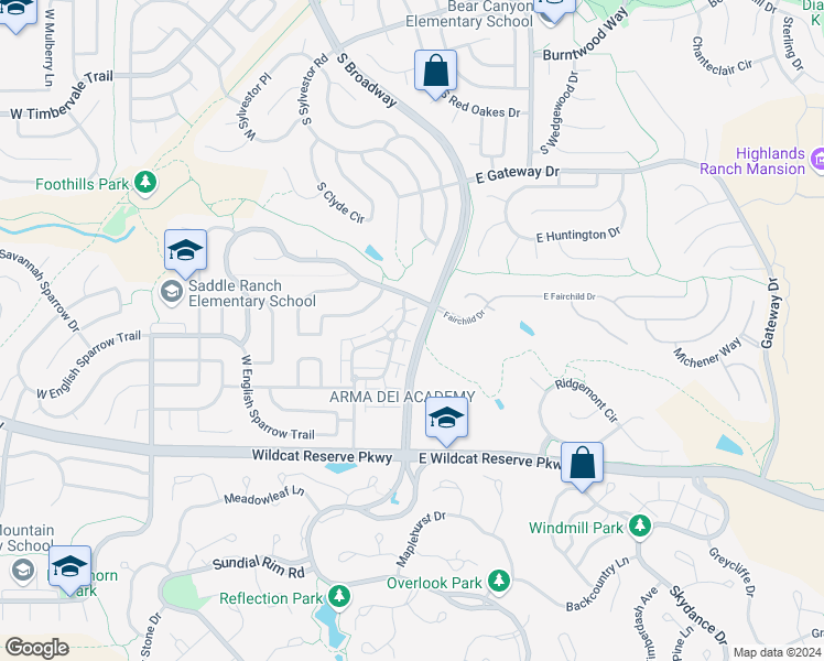 map of restaurants, bars, coffee shops, grocery stores, and more near 10158 Autumn Blaze Trail in Littleton
