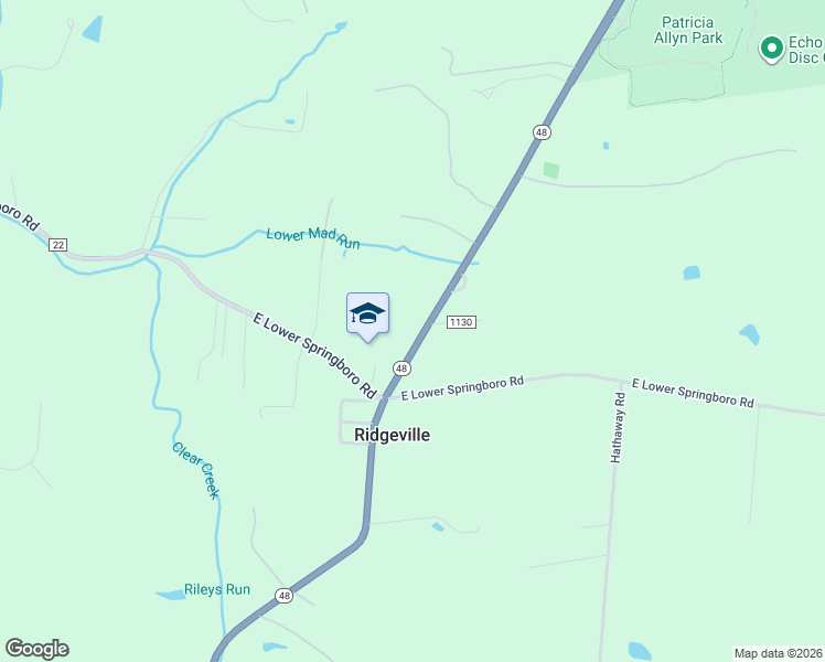 map of restaurants, bars, coffee shops, grocery stores, and more near 6587 Ohio 48 in Springboro