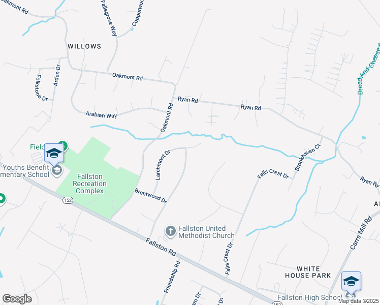 map of restaurants, bars, coffee shops, grocery stores, and more near 2201 Cloverdale Drive in Fallston