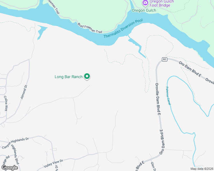 map of restaurants, bars, coffee shops, grocery stores, and more near 595 Long Bar Road in Oroville