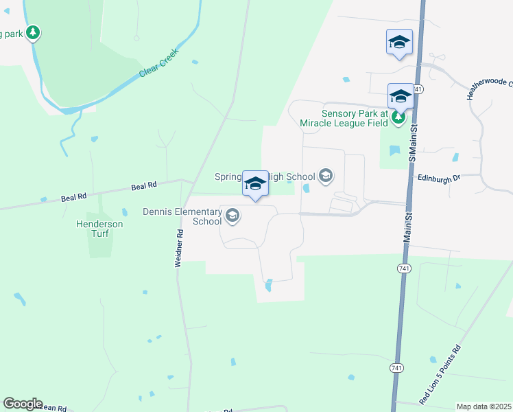 map of restaurants, bars, coffee shops, grocery stores, and more near 1675 South Main Street in Springboro