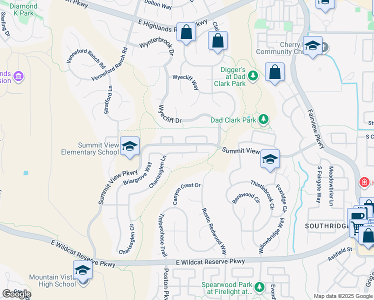 map of restaurants, bars, coffee shops, grocery stores, and more near 10097 Charissglen Lane in Littleton