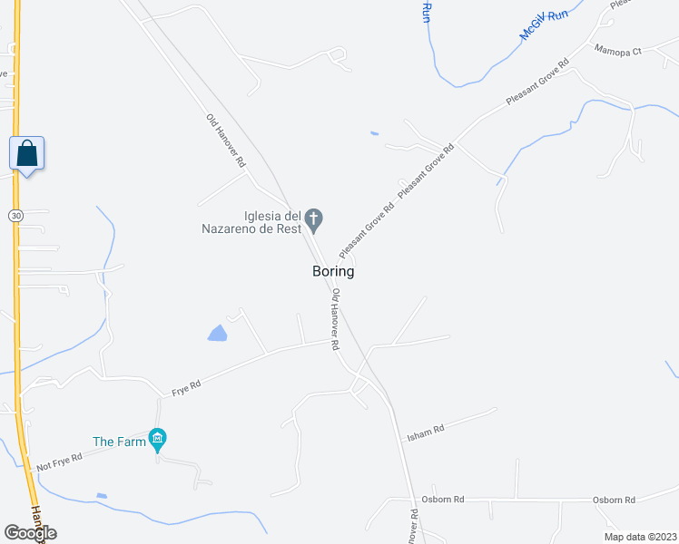map of restaurants, bars, coffee shops, grocery stores, and more near 4939 Pleasant Grove Road in Reisterstown