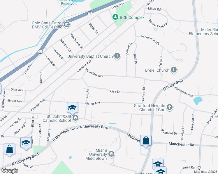 map of restaurants, bars, coffee shops, grocery stores, and more near 4108 Riverview Avenue in Middletown