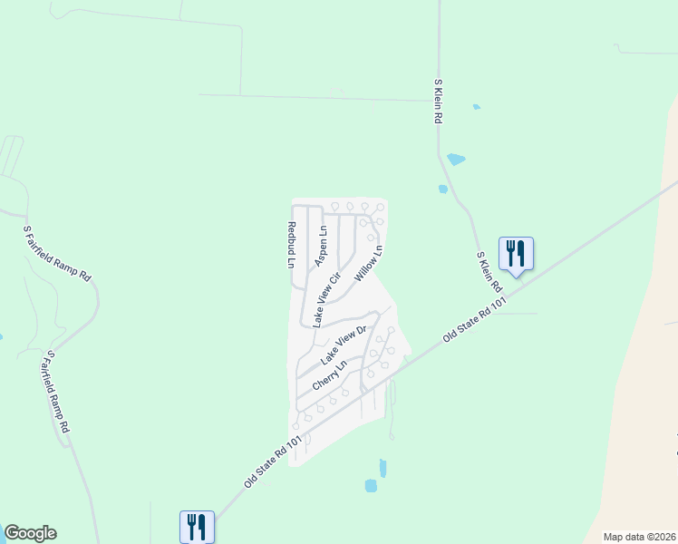 map of restaurants, bars, coffee shops, grocery stores, and more near Lake View Circle in Union County